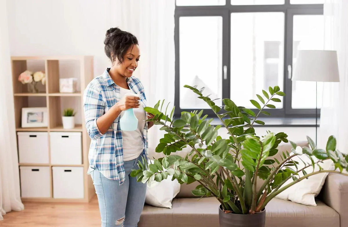 Woman watering plants