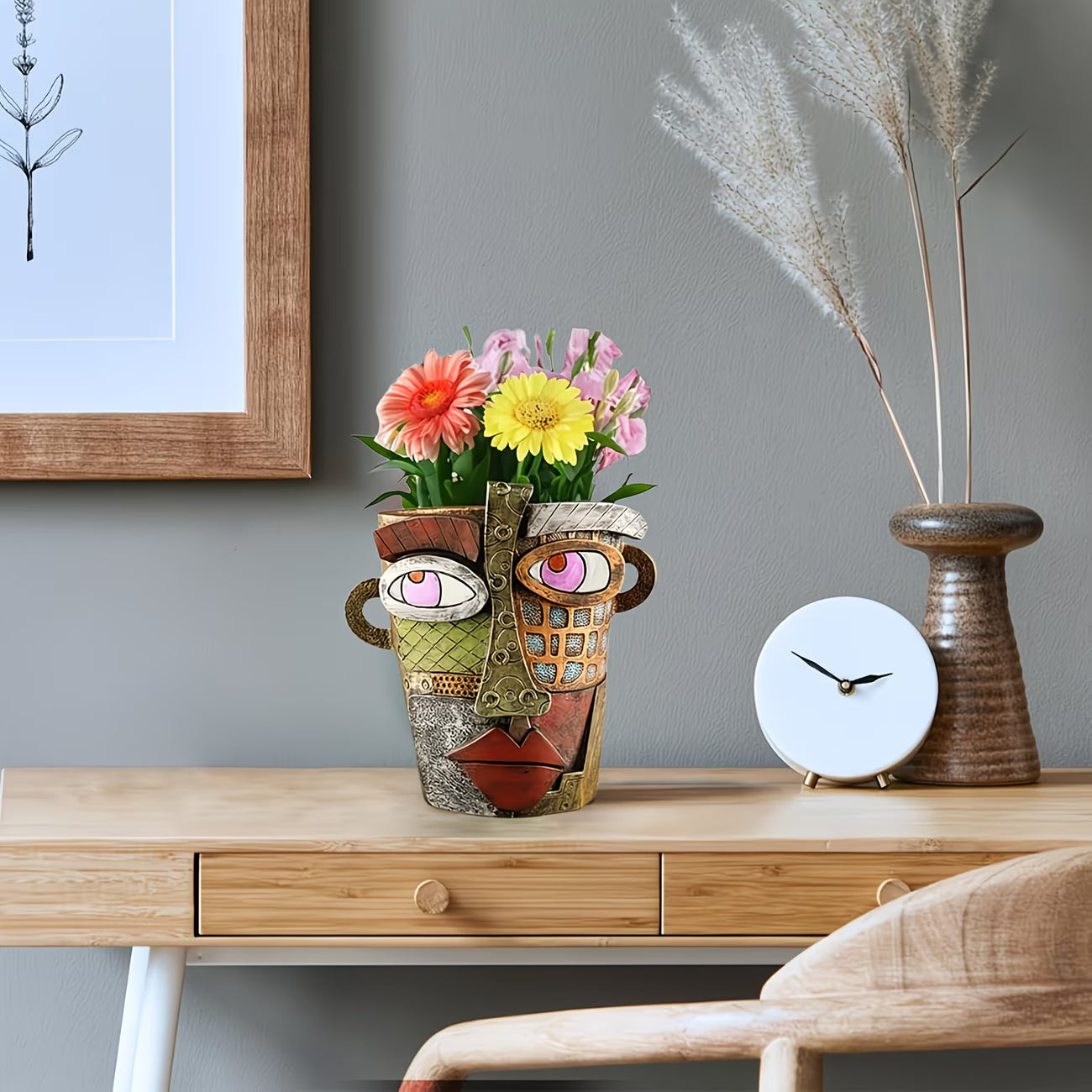 Abstract Face Garden Planter Green Thumb Haven