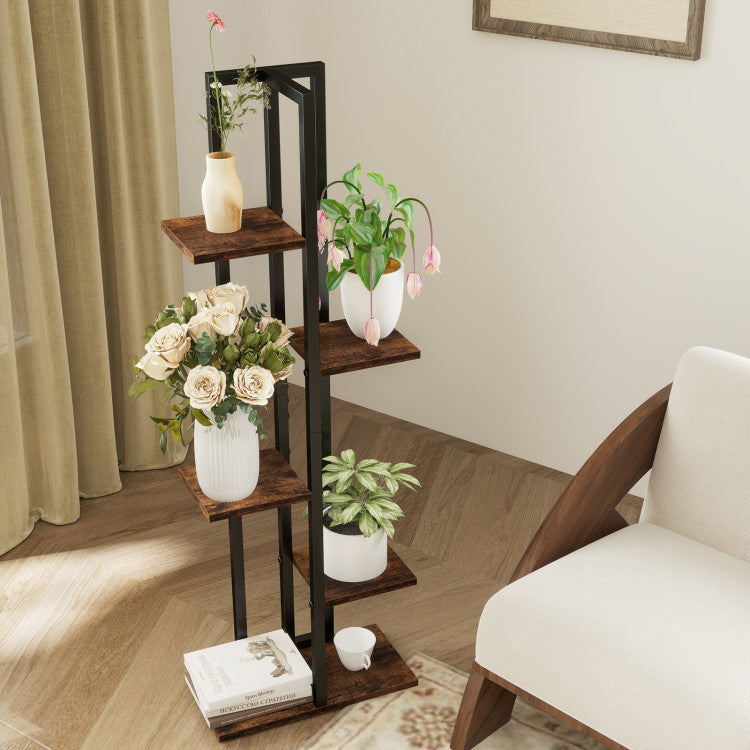 3 Pieces Tall Wood Plant Stand Set 4+5+6-tier Indoor Flower Stands-Rustic Brown