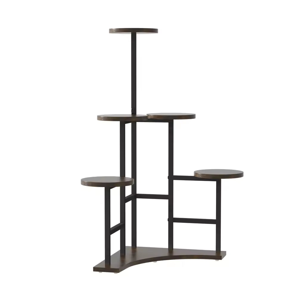 Corner shelf unit with multiple shelves on a white background