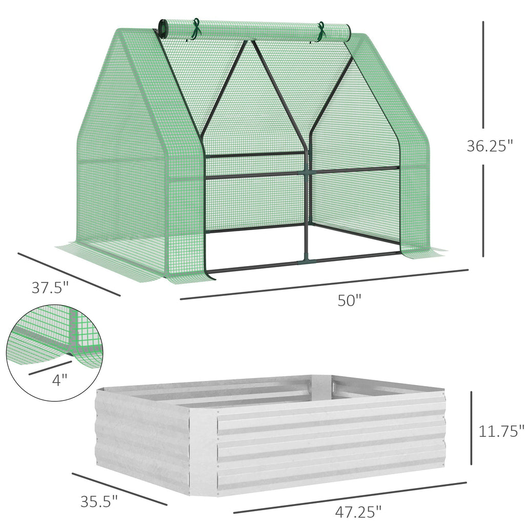 Galvanized Raised Garden Bed With Mini Greenhouse Cover