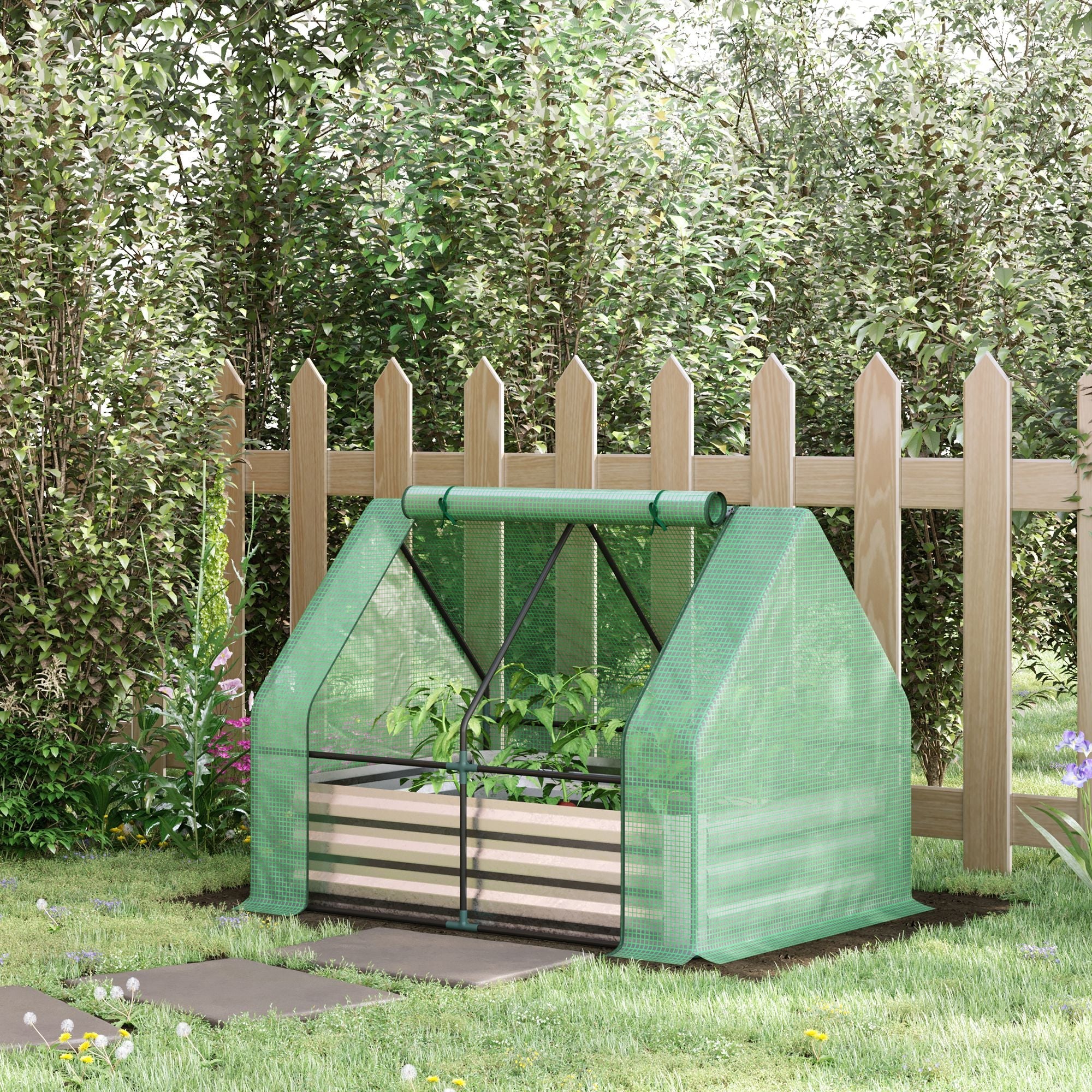 Galvanized Raised Garden Bed With Mini Greenhouse Cover