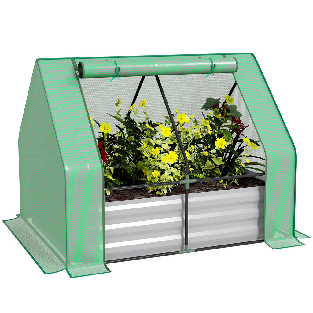 Galvanized Raised Garden Bed With Mini Greenhouse Cover