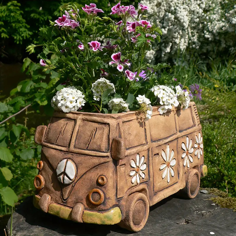 Vintage Hippie Van Garden Planter