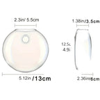 Two glass vases with measurements indicated on a white background