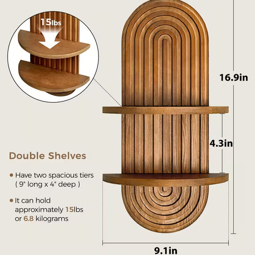 Boho Natural Wood Shelf 