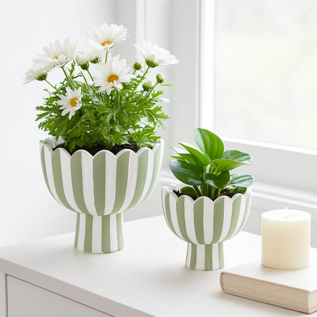 Scalloped Ceramic Planter