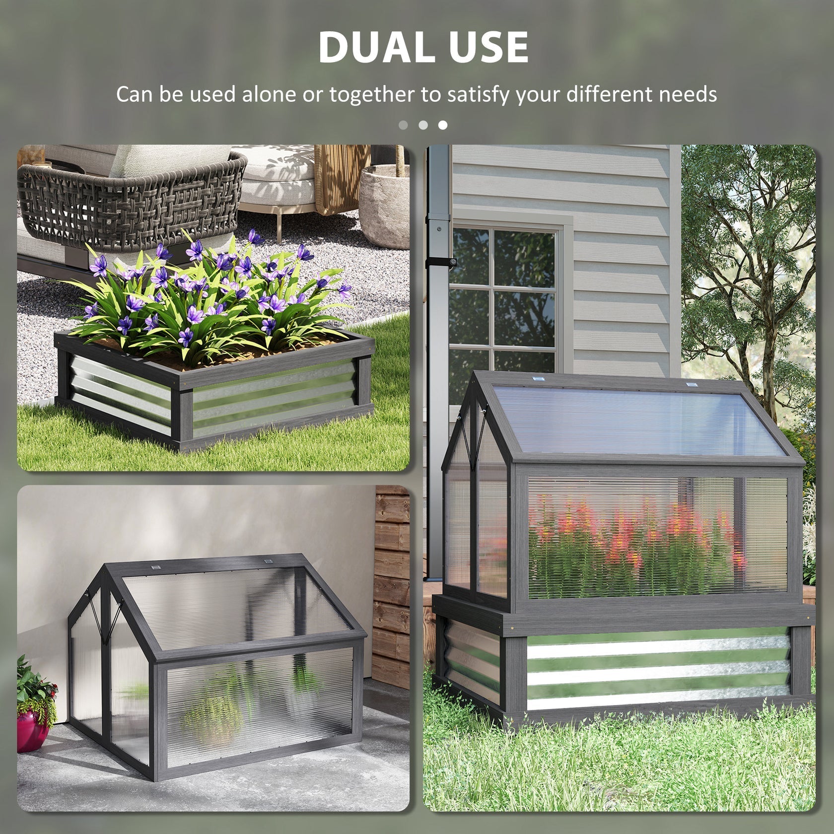 Raised Garden Bed With Greenhouse Outsunny