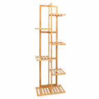Bamboo shelf with multiple tiers on a white background