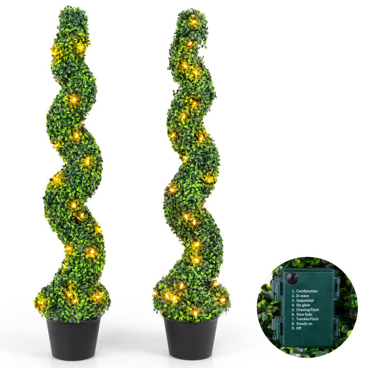 Pre-Lit Topiary Tree Set Costway